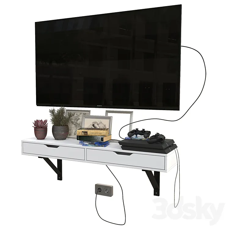 TV set with playstation 4 3DS Max