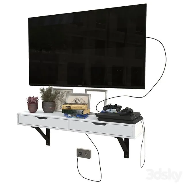 TV set with playstation 4 3dsMax Model