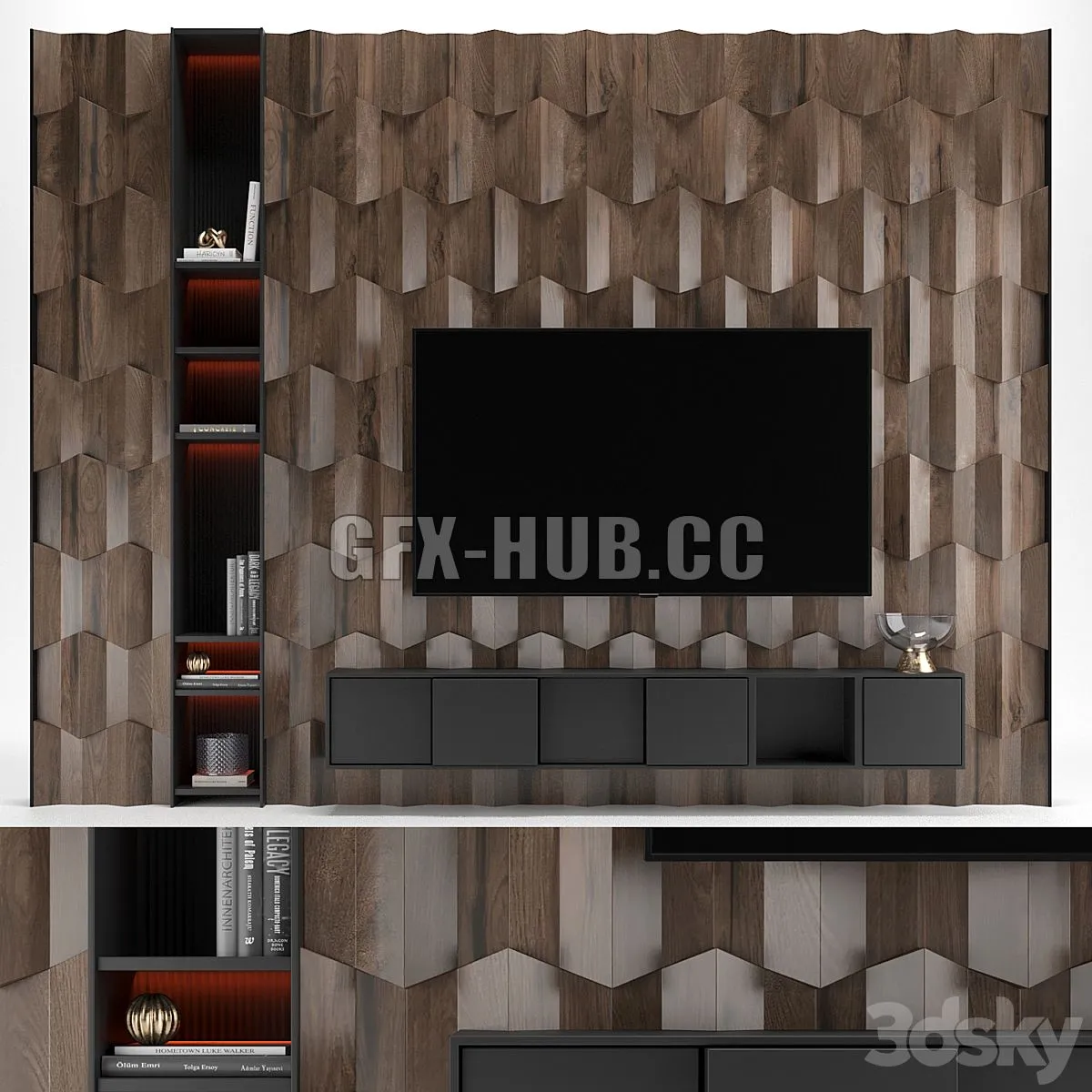 Tv Wall 022 Wood 3dsMax Model