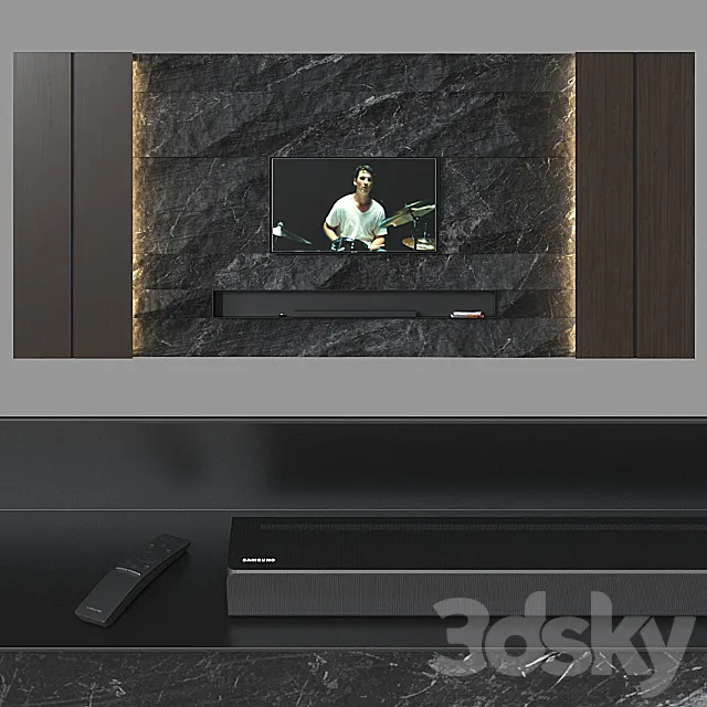 TV wall 034. (optimized) 3ds Max