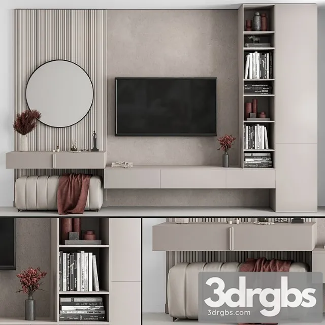 Tv wall beige and red – set 70