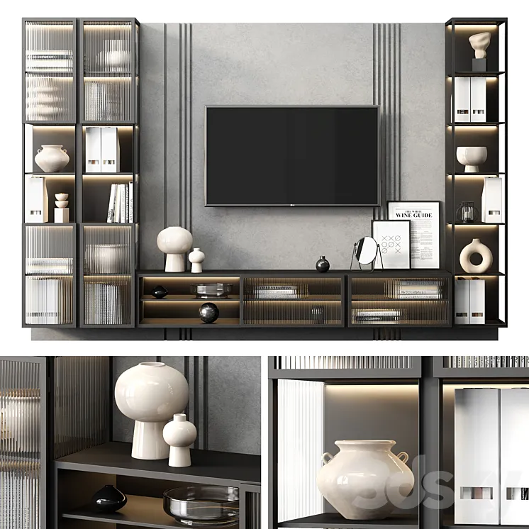 TV wall BLACK 3DS Max
