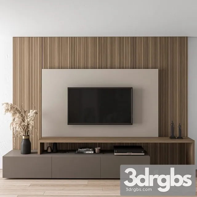 Tv wall blackk and wood – set 19