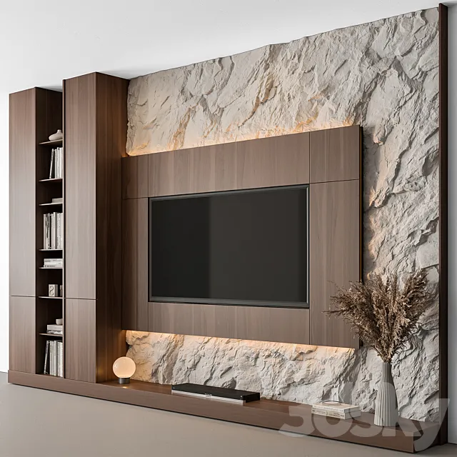 TV Wall Cliff and Wood – Set 133 3ds Max