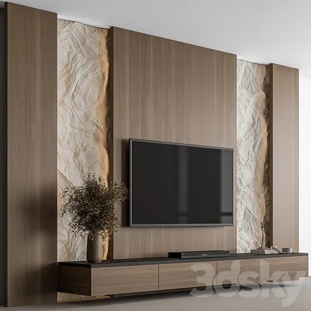 TV Wall Cliff and Wood – Set 144 3DS Max Model