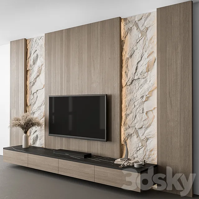 TV Wall Cliff and Wood – Set 98 3DS Max Model