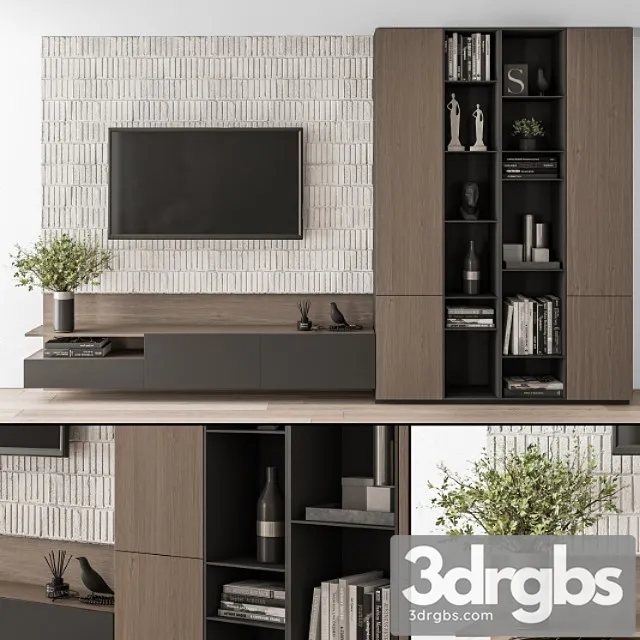 Tv wall concrete and wood – set 22