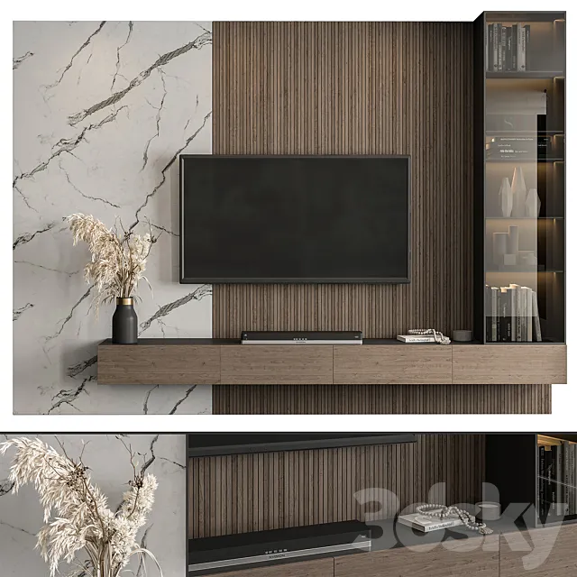 TV Wall Marble Wall and Wood – Set 41 3DSMax File