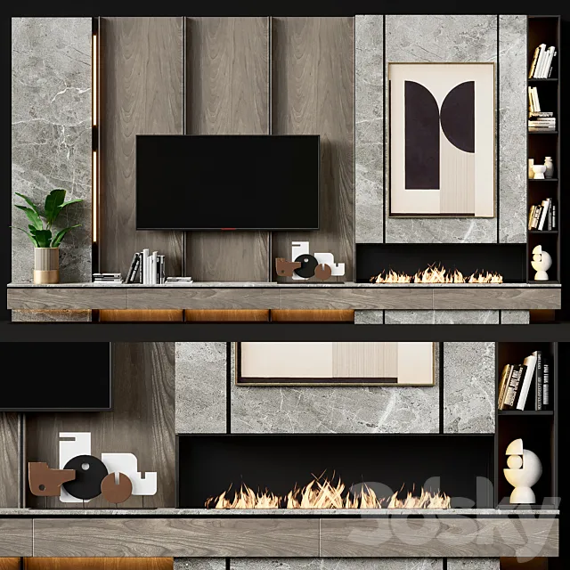 TV wall modern 83 3ds Max