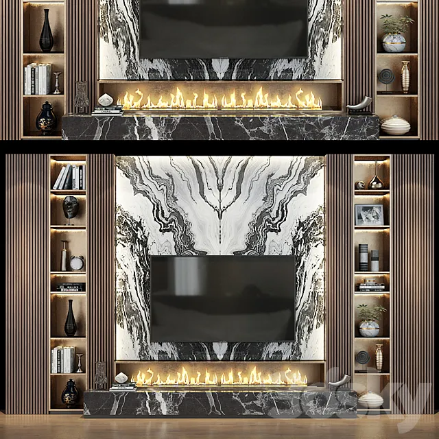 TV Wall set 0166 3ds Max