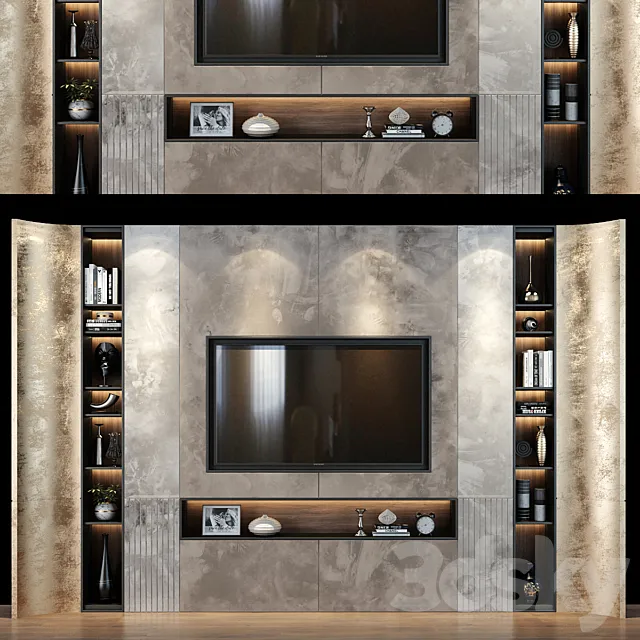 TV Wall set 0169 3ds Max