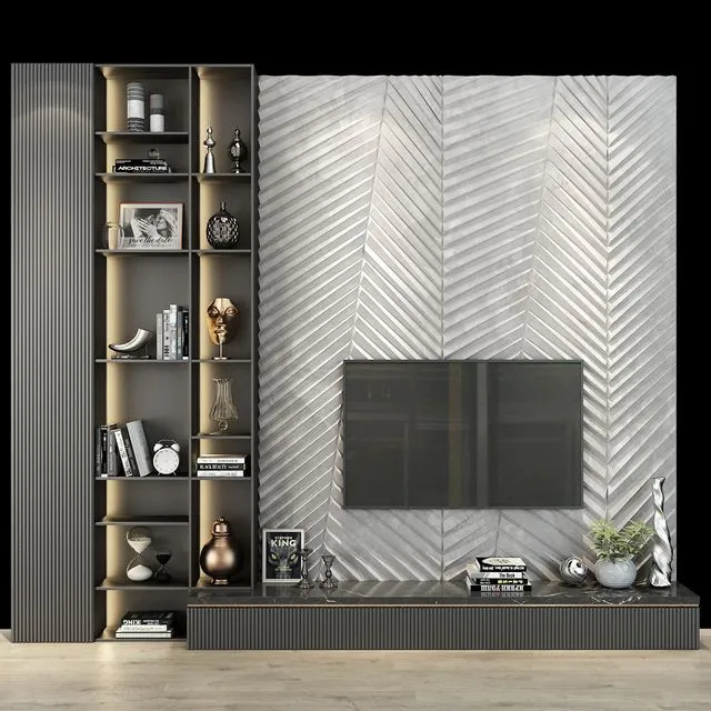 TV Wall set 0174 3dsMax Model