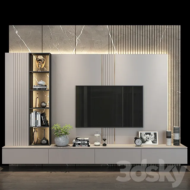 TV Wall set 0177 3ds Max