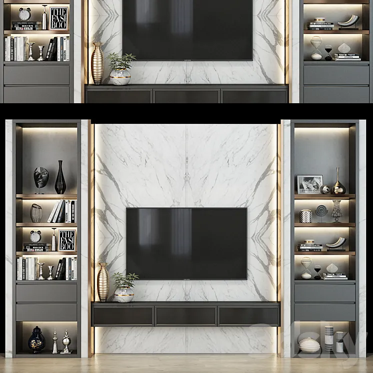 TV Wall set 0178 3DS Max