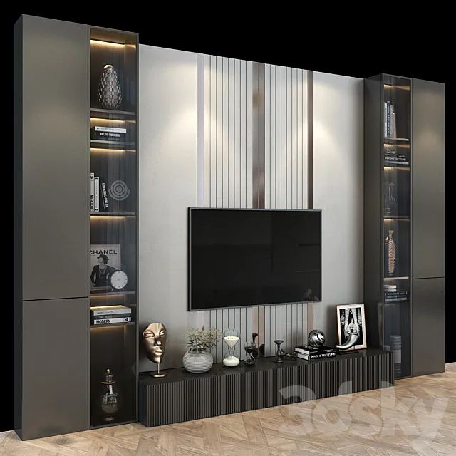 TV Wall set 0179 3DS Max Model