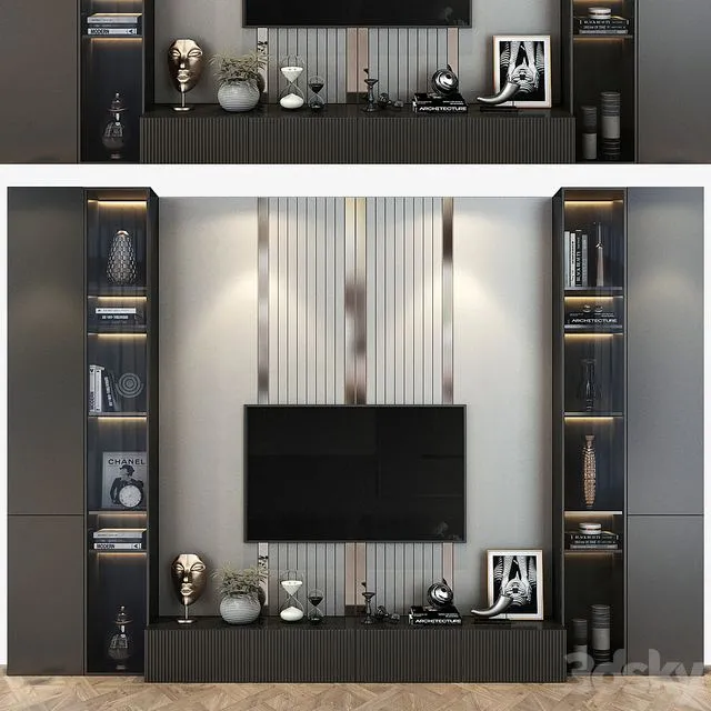 TV Wall set 0179 3dsMax Model