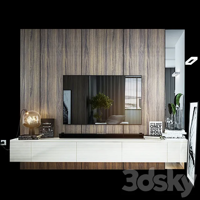 Tv wall set 02 3ds Max