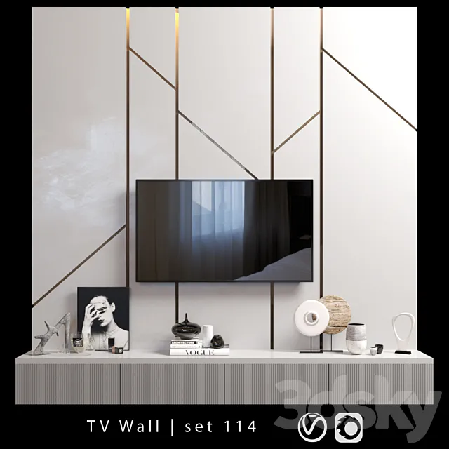 TV Wall | set 114 3DSMax File