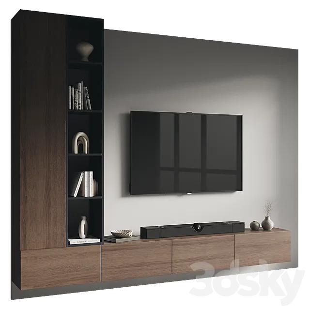 TV wall set 121 3ds Max