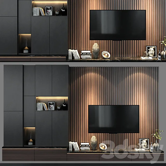 TV Wall set 138 3ds Max