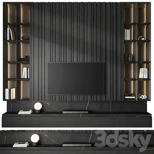 tv wall set 16 3ds Max