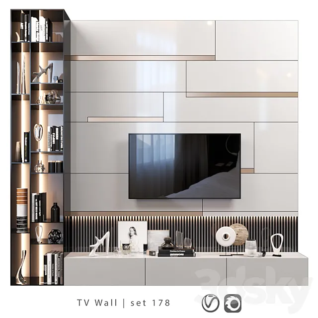 TV Wall | set 178 3ds Max