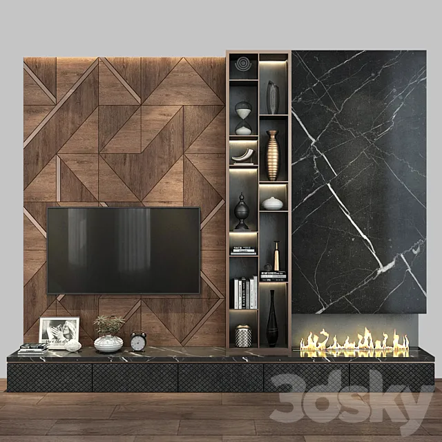 TV Wall set 195 3ds Max