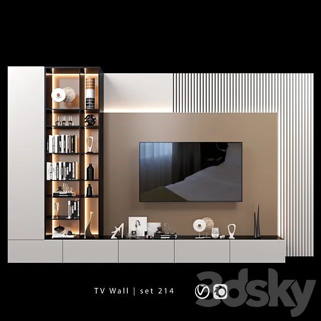 TV Wall | set 214 3ds Max