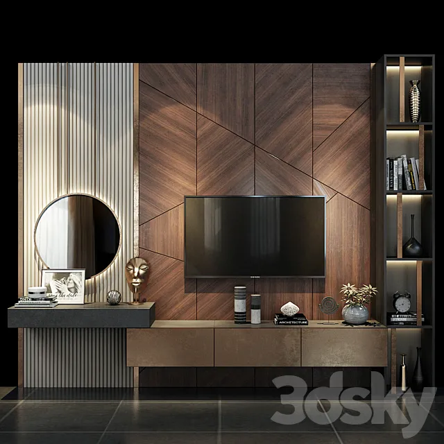 TV wall set 218 3DS Max Model