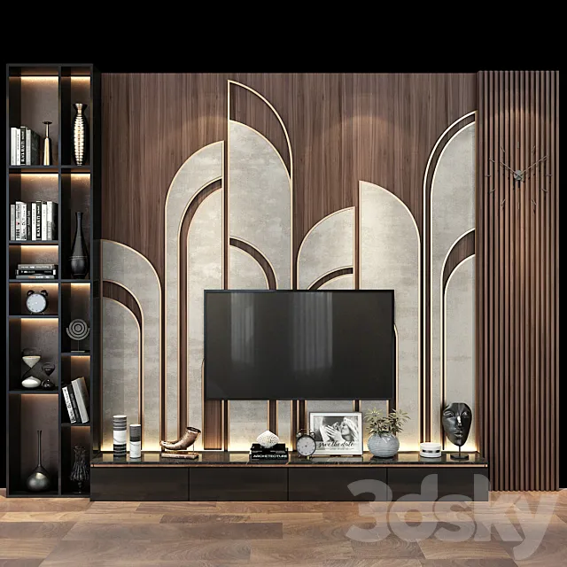 TV wall set 247 3ds Max