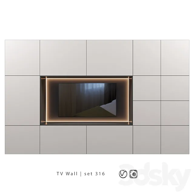 TV Wall | set 316 3ds Max