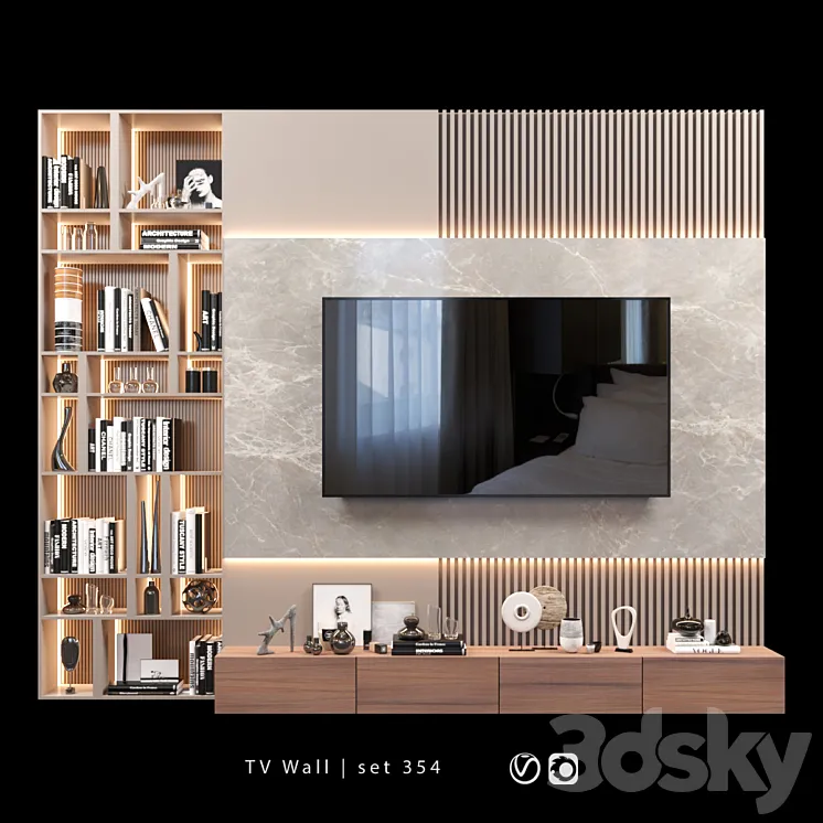 TV Wall | set 354 3DS Max Model