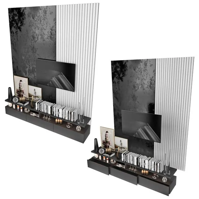 TV Wall set 37 (modern style) 3dsMax Model