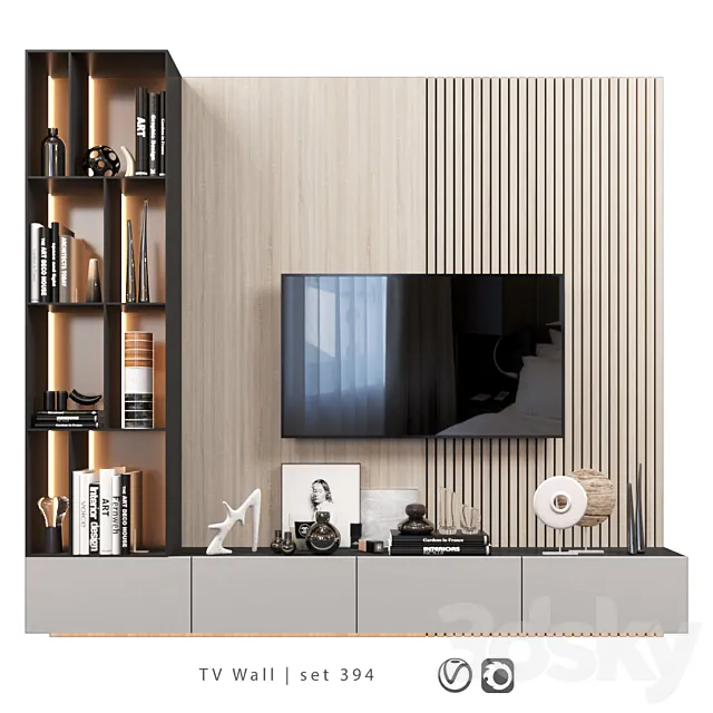 TV Wall | set 394 | TV shelf 3DSMax File
