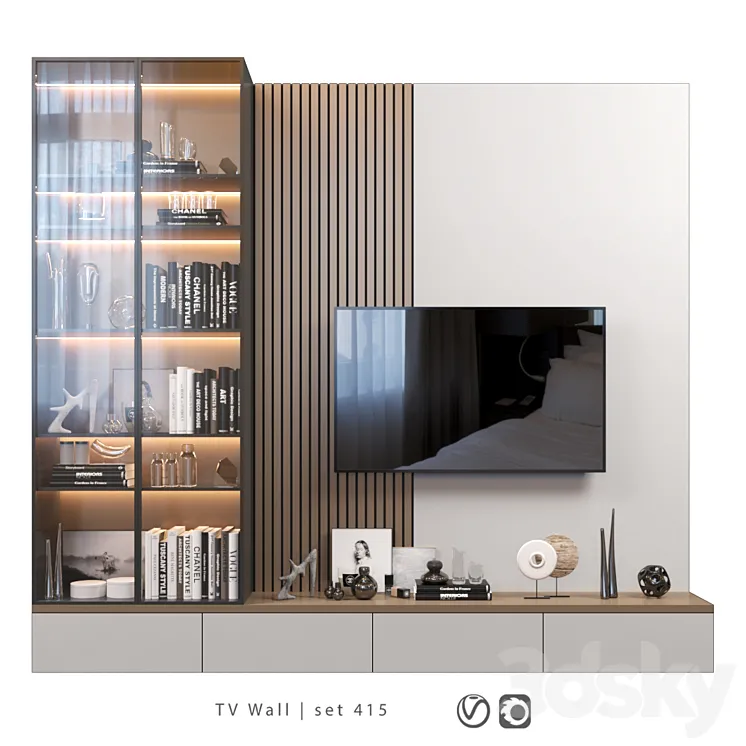 TV Wall | set 415 3DS Max Model