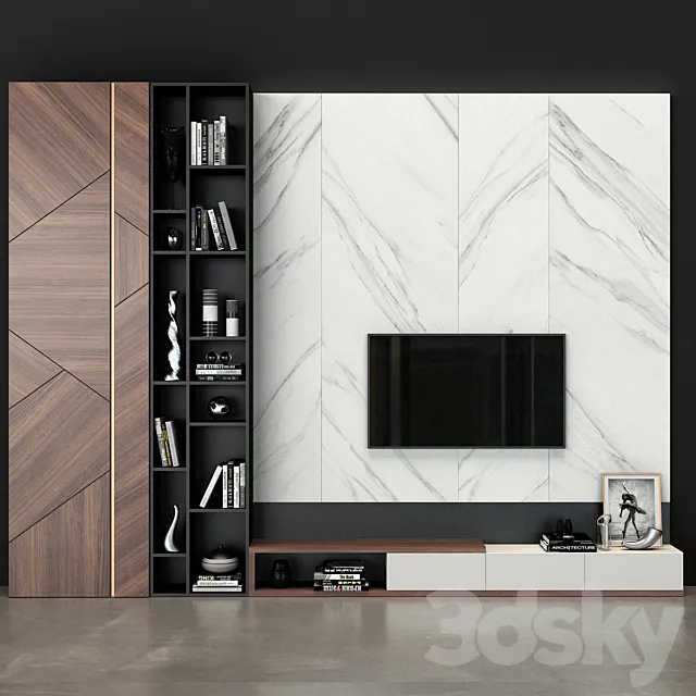 TV Wall set 46 3DSMax File