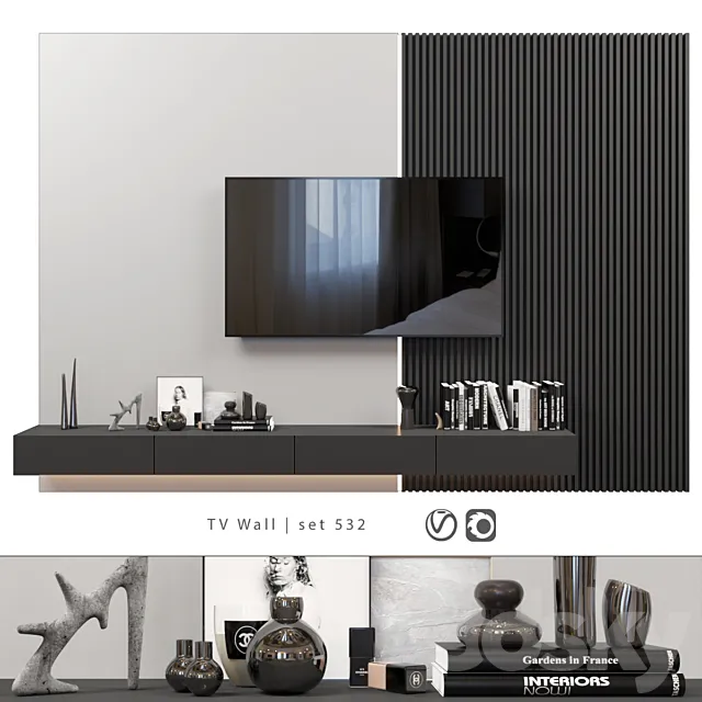 TV Wall | set 532 3ds Max