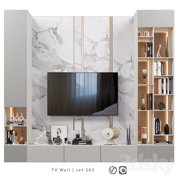 TV Wall | set 563 3DS Max Model
