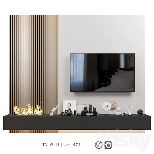 TV Wall | set 571 3ds Max