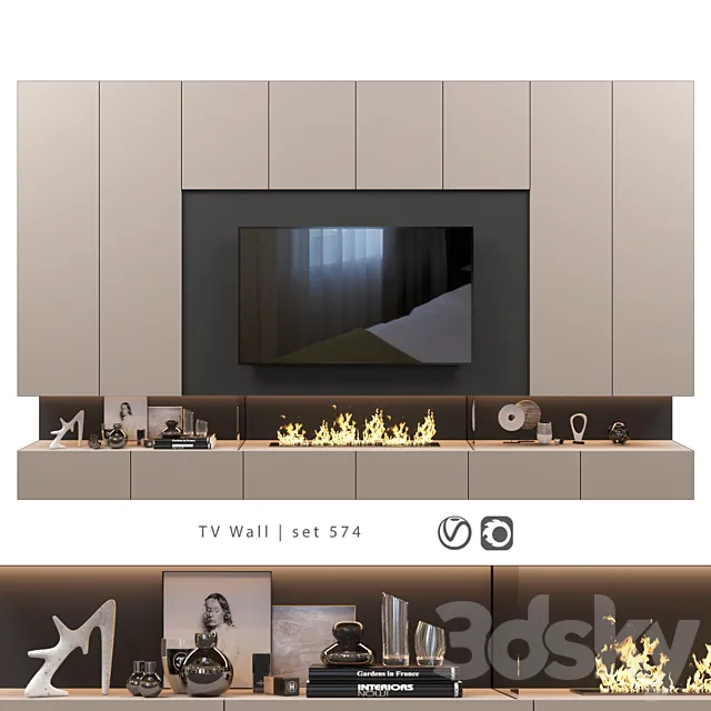 TV Wall | set 574 3ds Max