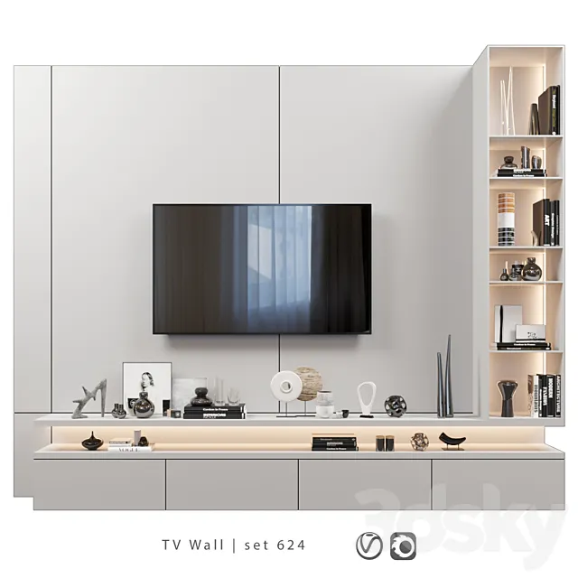 TV Wall | set 624 3ds Max