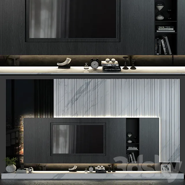 TV wall set 63 3ds Max