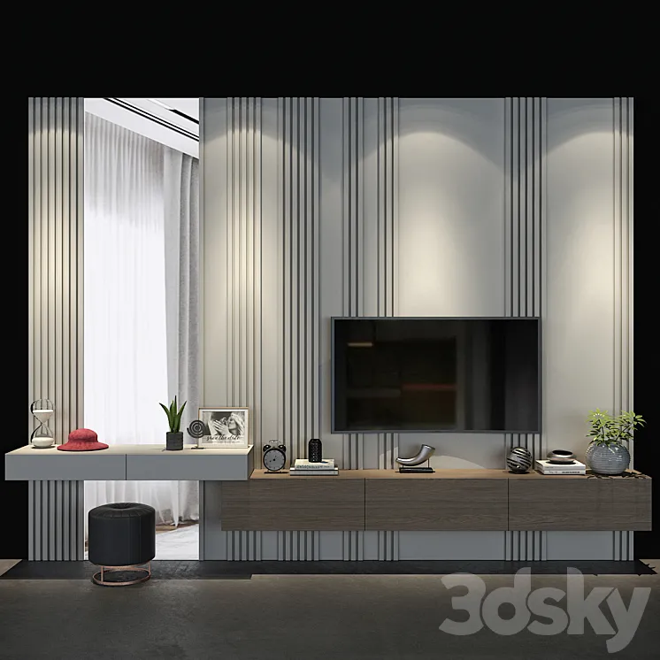 TV wall set 64 3DS Max