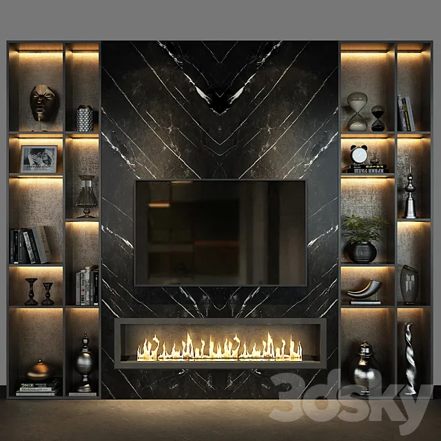 TV Wall set 65 3ds Max