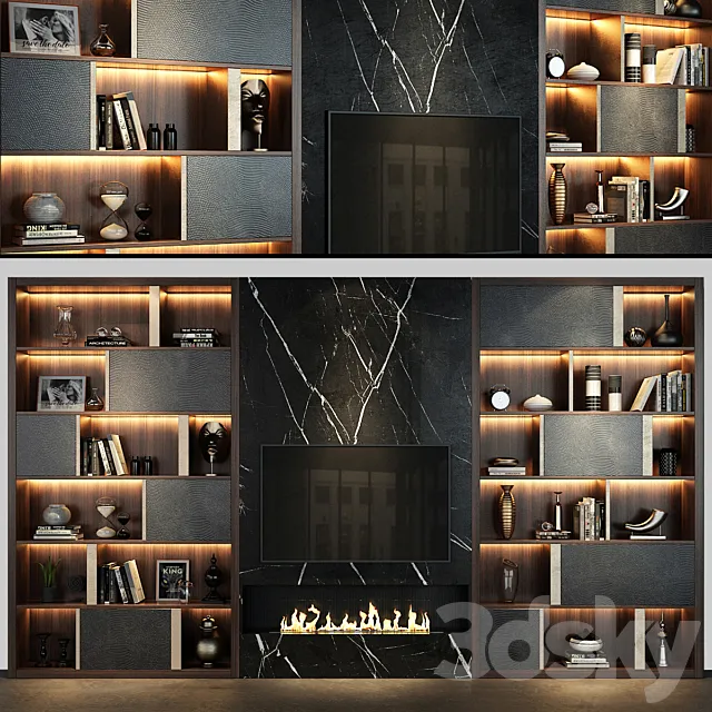 TV Wall set 72 3ds Max