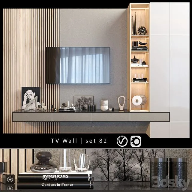 TV Wall set 82 3dsMax Model