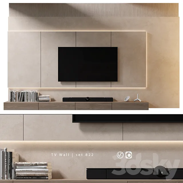 TV Wall | set 822 3ds Max