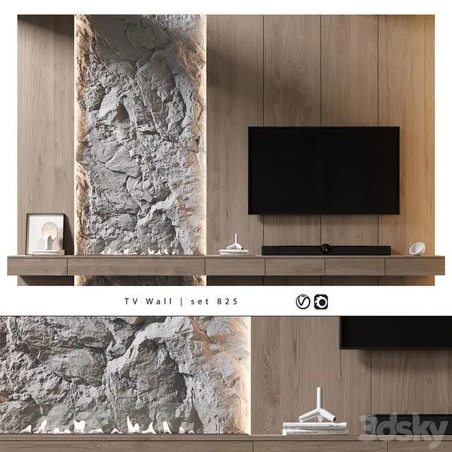 TV Wall set 825 3dsMax Model