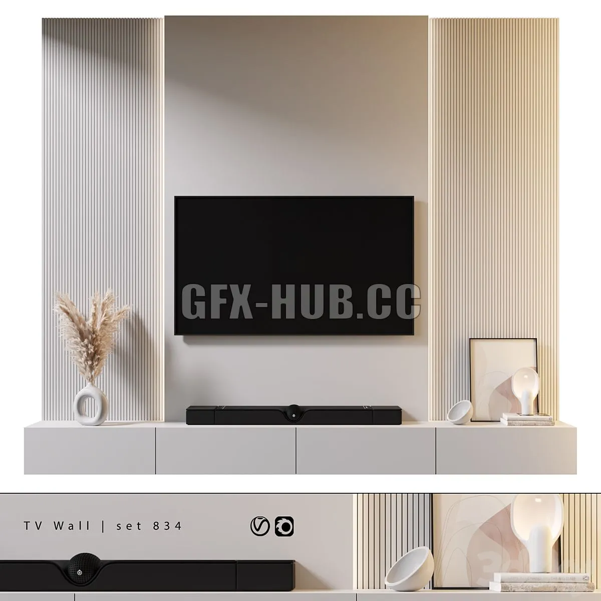 TV Wall Set 834 3dsMax Model