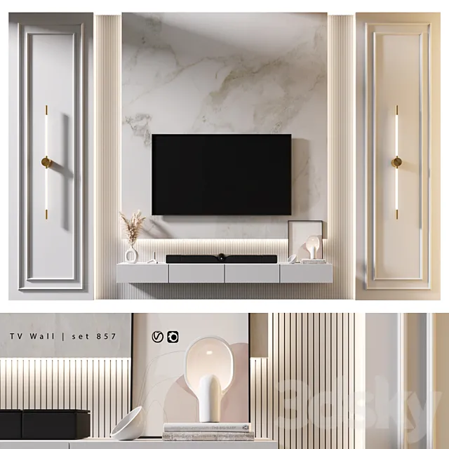 TV Wall | set 857 3ds Max